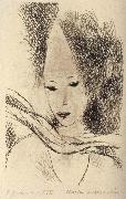 Marie Laurencin Woman wearing the big hat painting